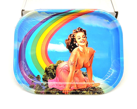 Vintage Lady Rainbow Rolling Tray