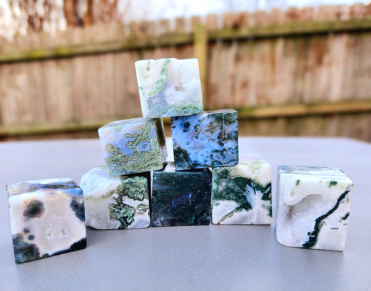 Moss Agate Cubes