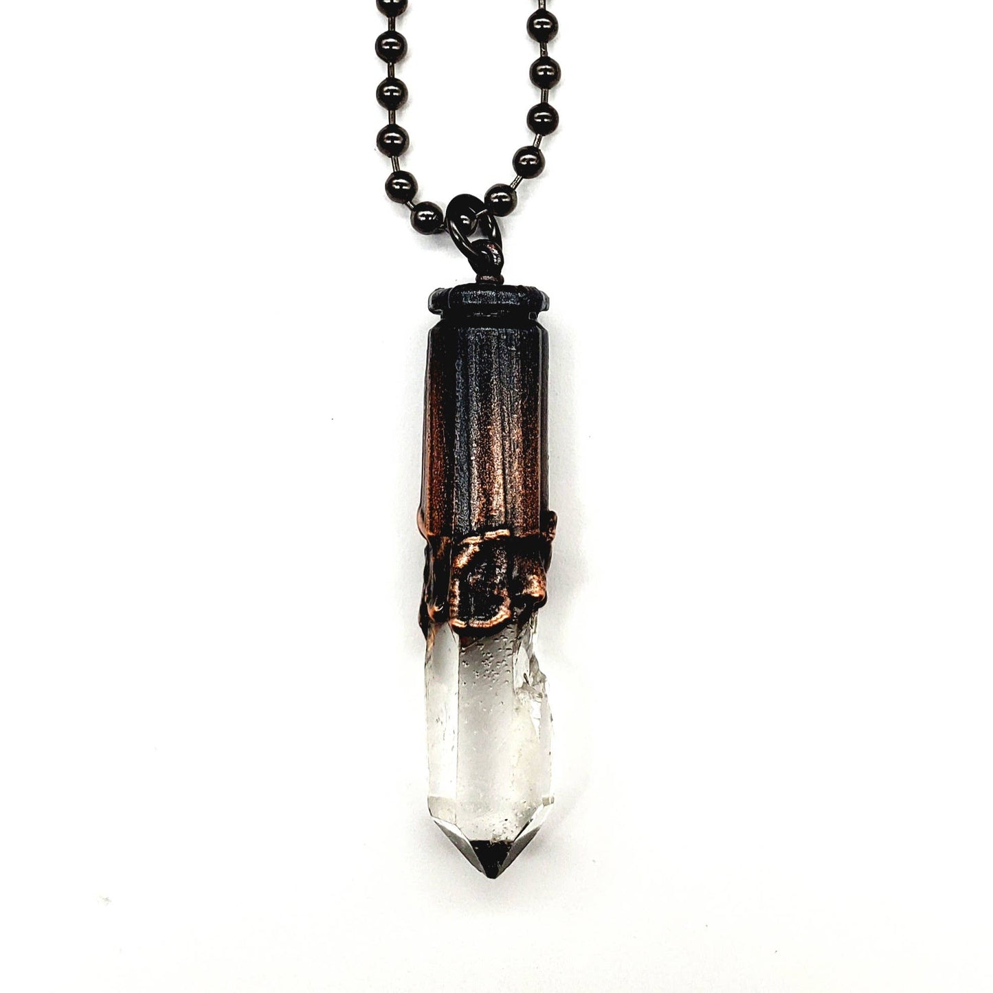 Quartz Point Bullet Casing Necklace