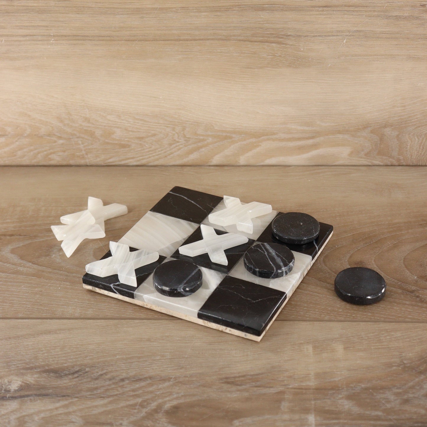 Onyx and Marble Tic Tac Toe Set