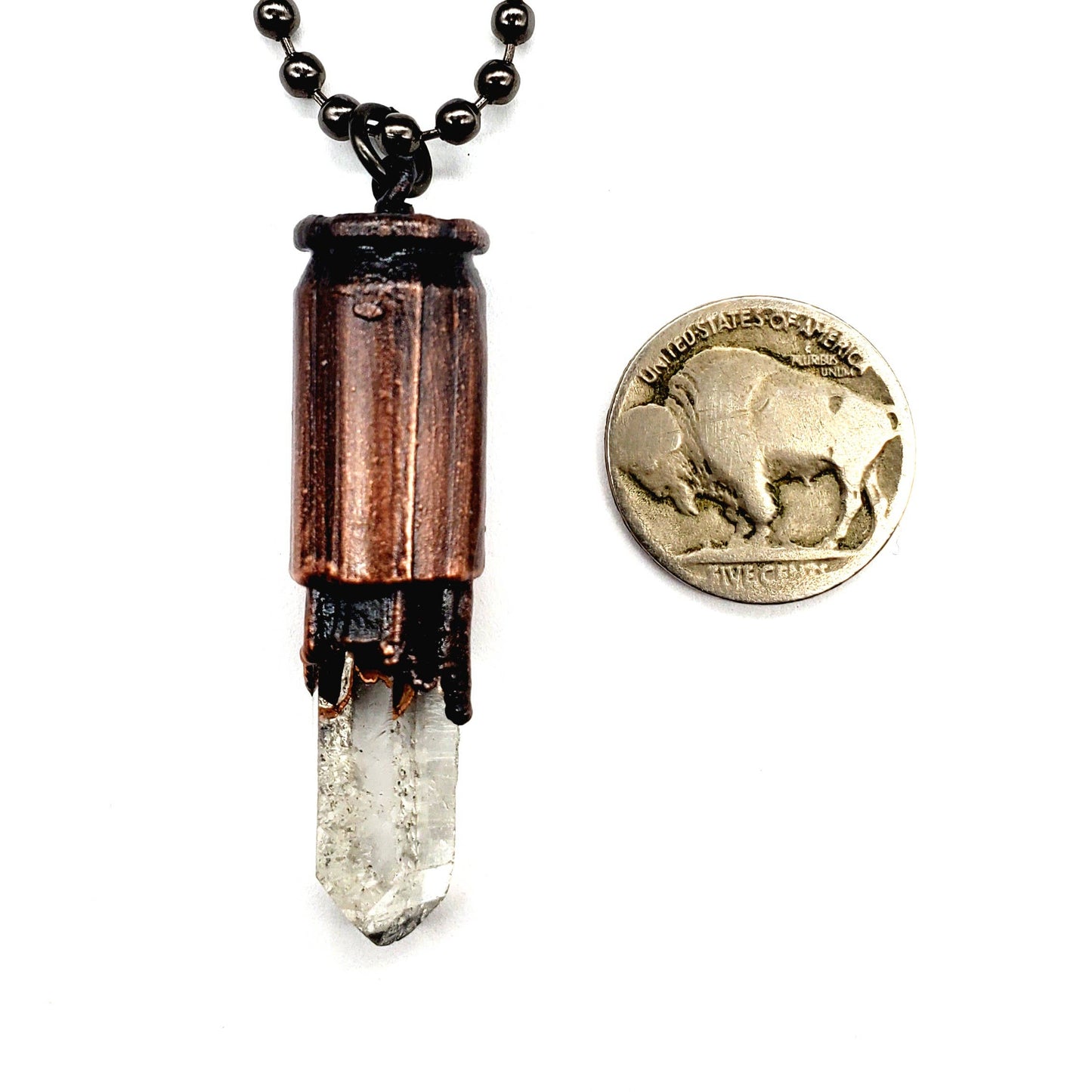 Quartz Point Bullet Casing Necklace