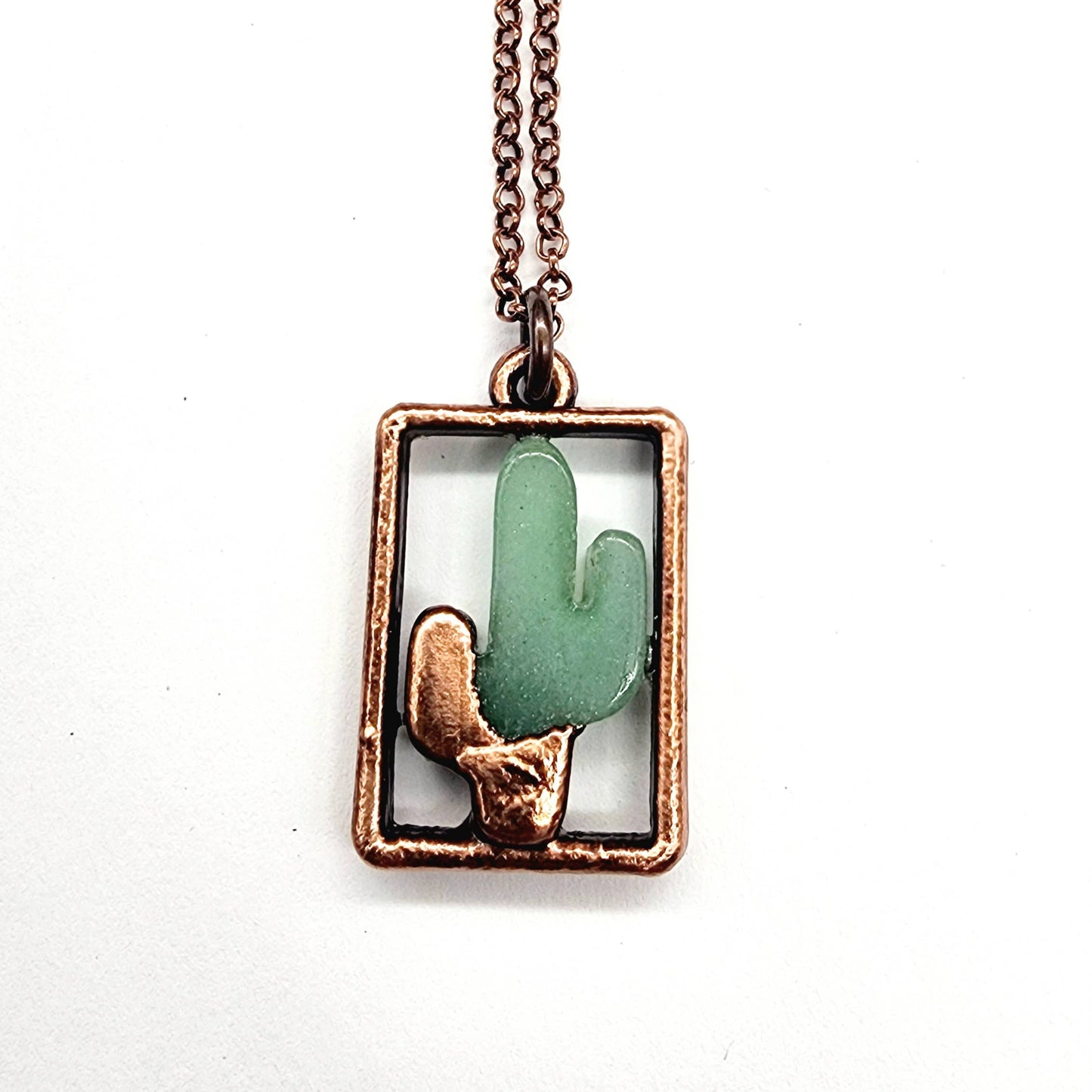 Aventurine Cactus Pendant Necklace