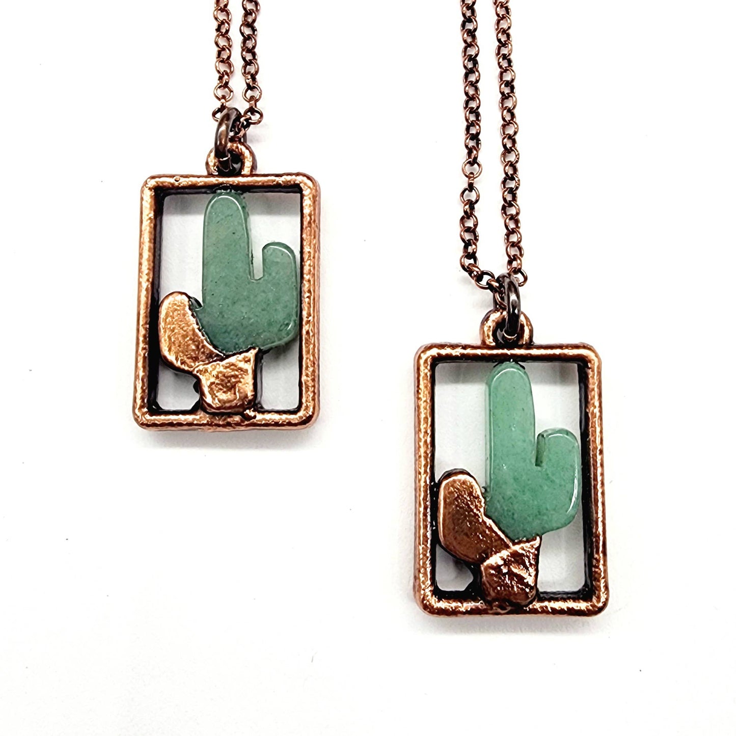 Aventurine Cactus Pendant Necklace