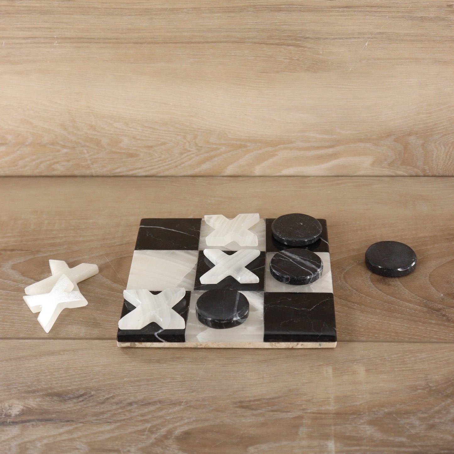 Onyx and Marble Tic Tac Toe Set