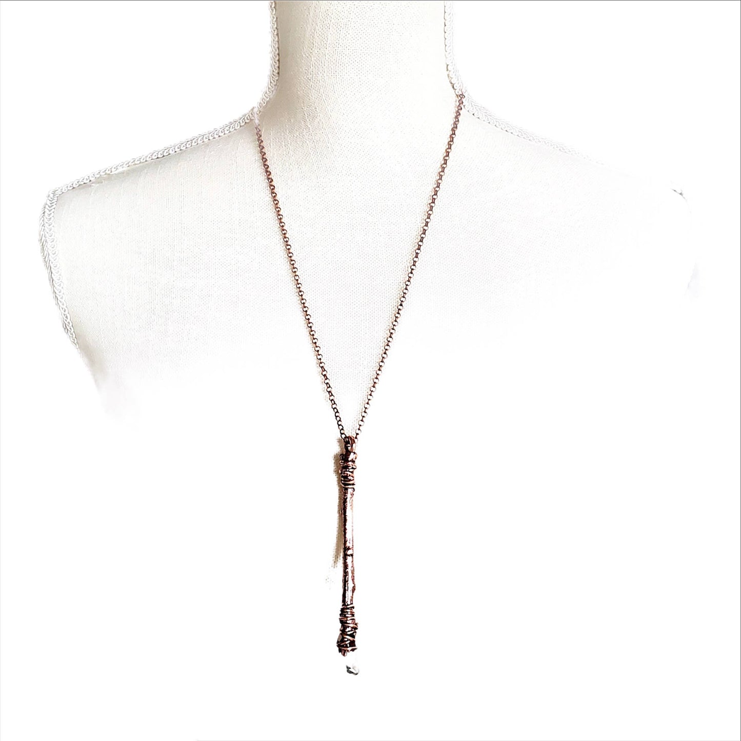 Clear Quartz Crystal Wand Necklace