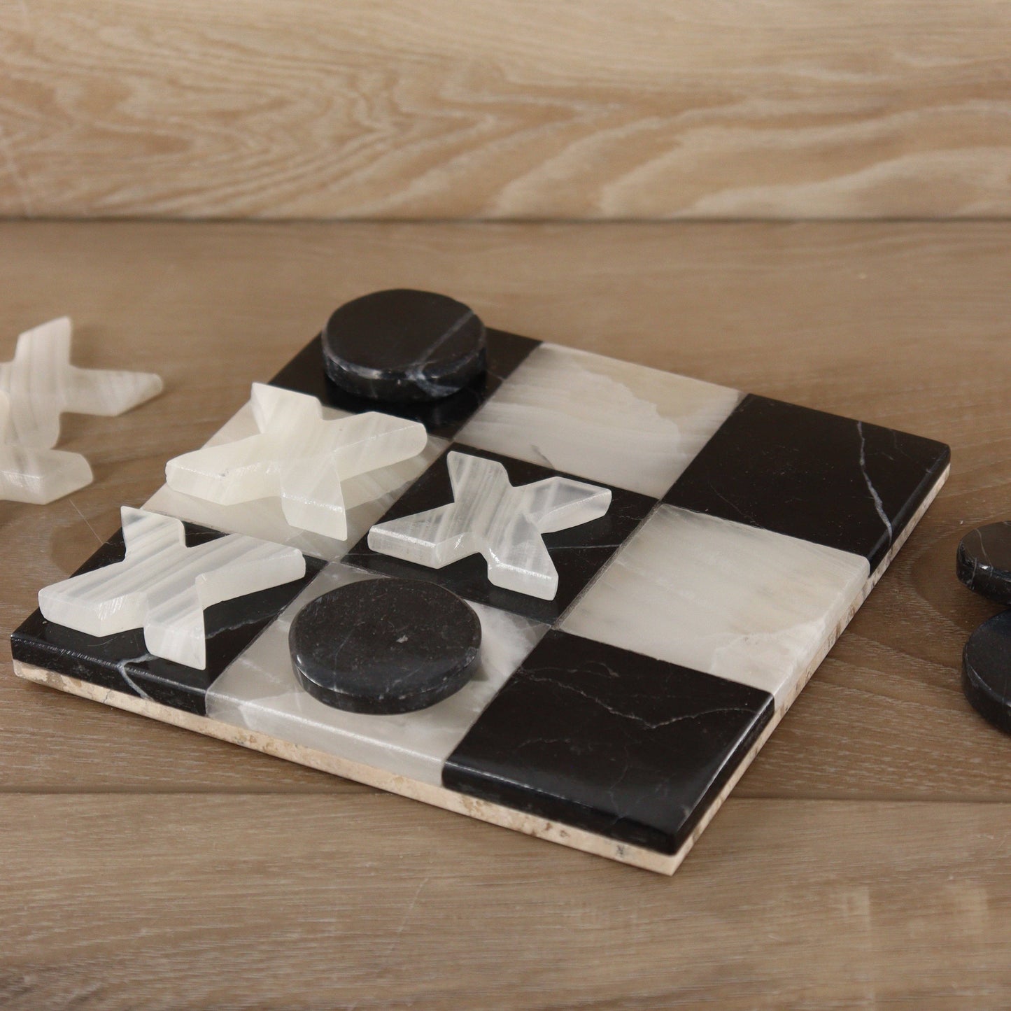 Onyx and Marble Tic Tac Toe Set