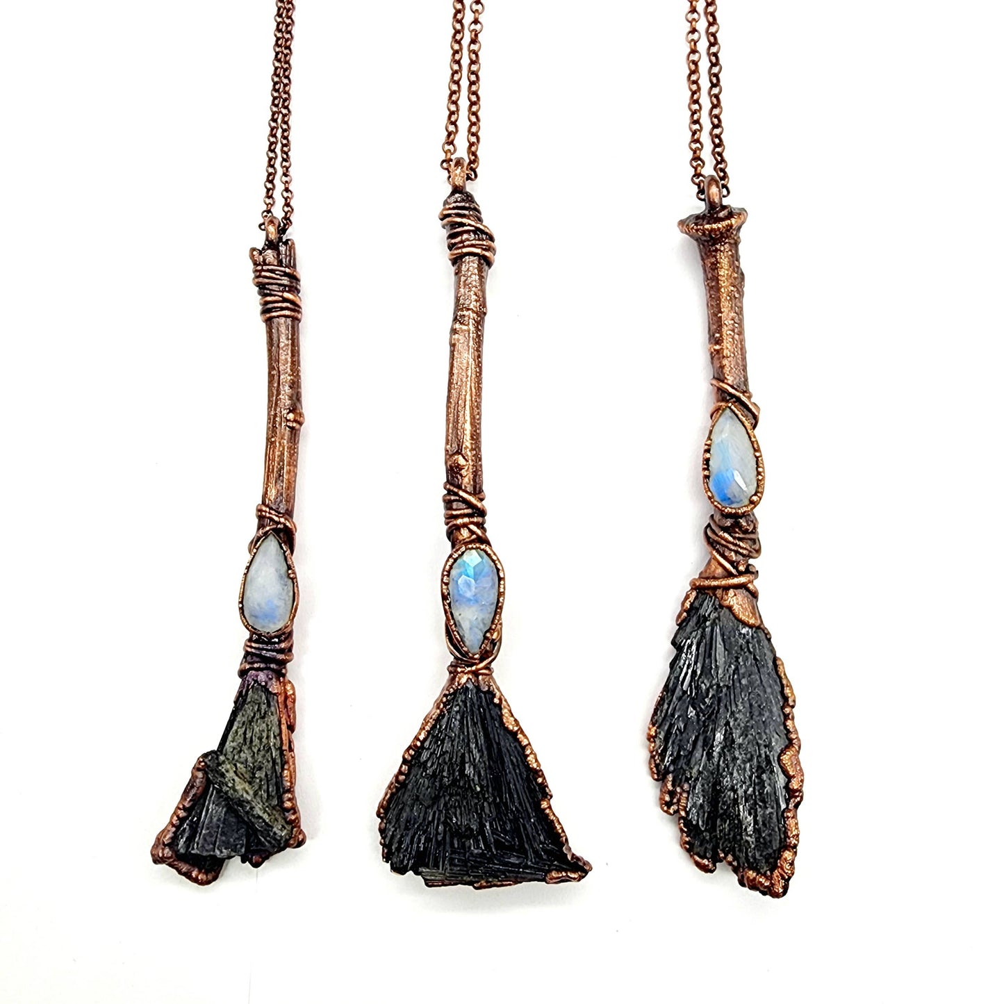 Black Kyanite Broomstick w/ Moonstone