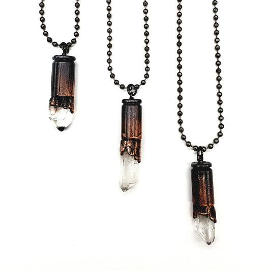 Quartz Point Bullet Casing Necklace