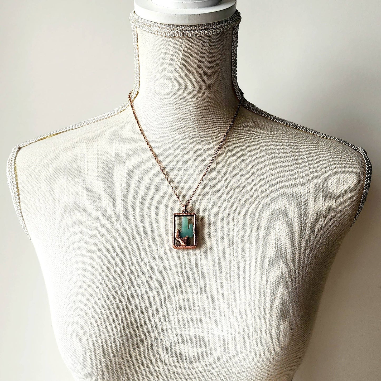 Aventurine Cactus Pendant Necklace