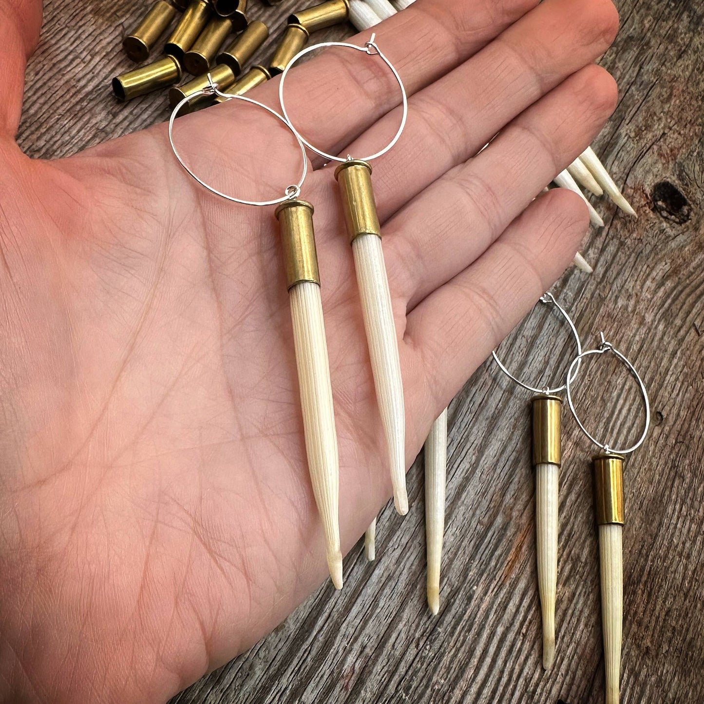 Porcupine Quill & Brass Casing Earrings