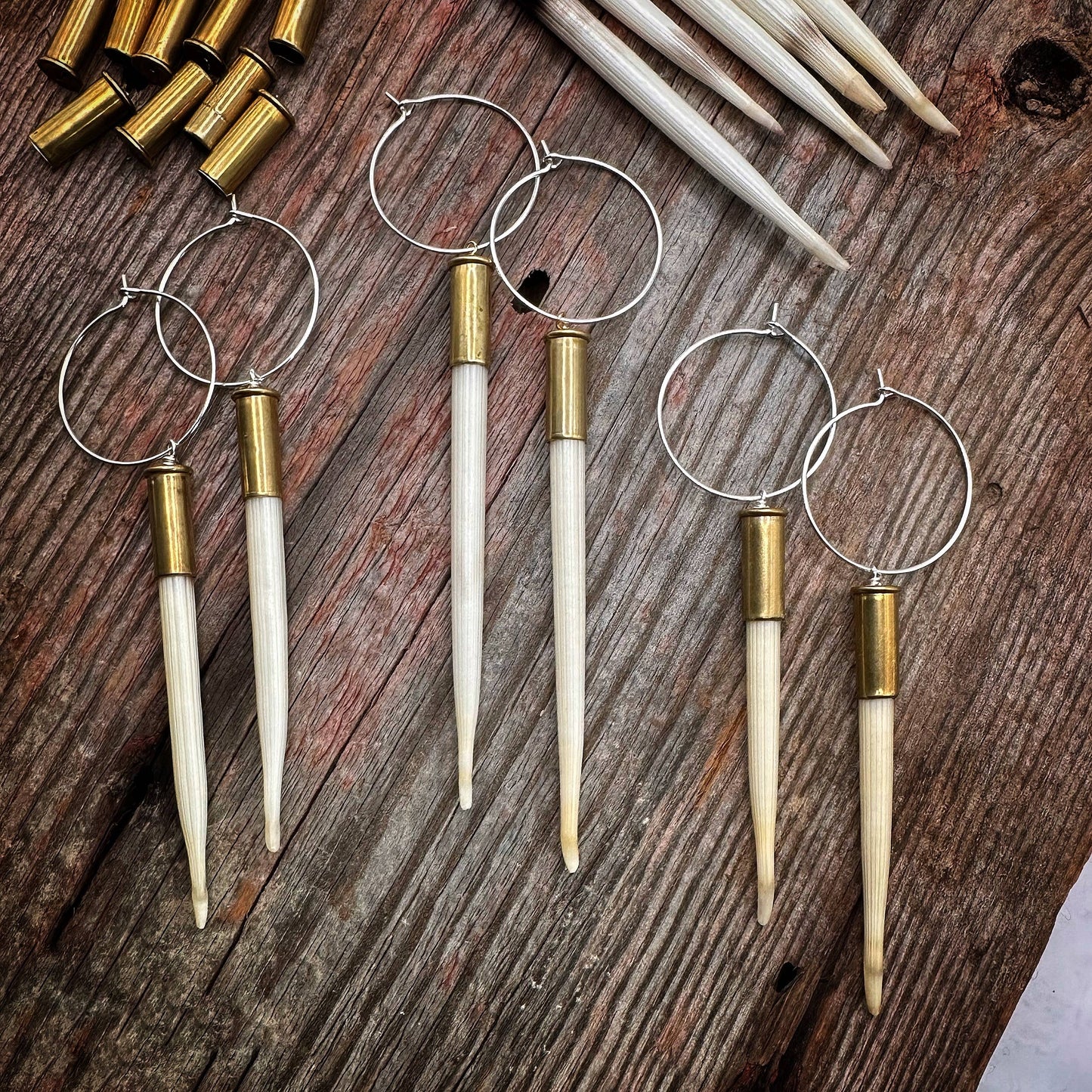 Porcupine Quill & Brass Casing Earrings