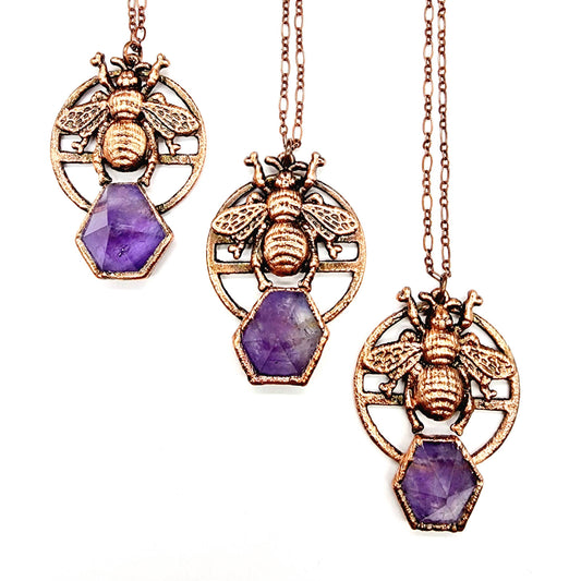 Amethyst Bee Totem Necklace