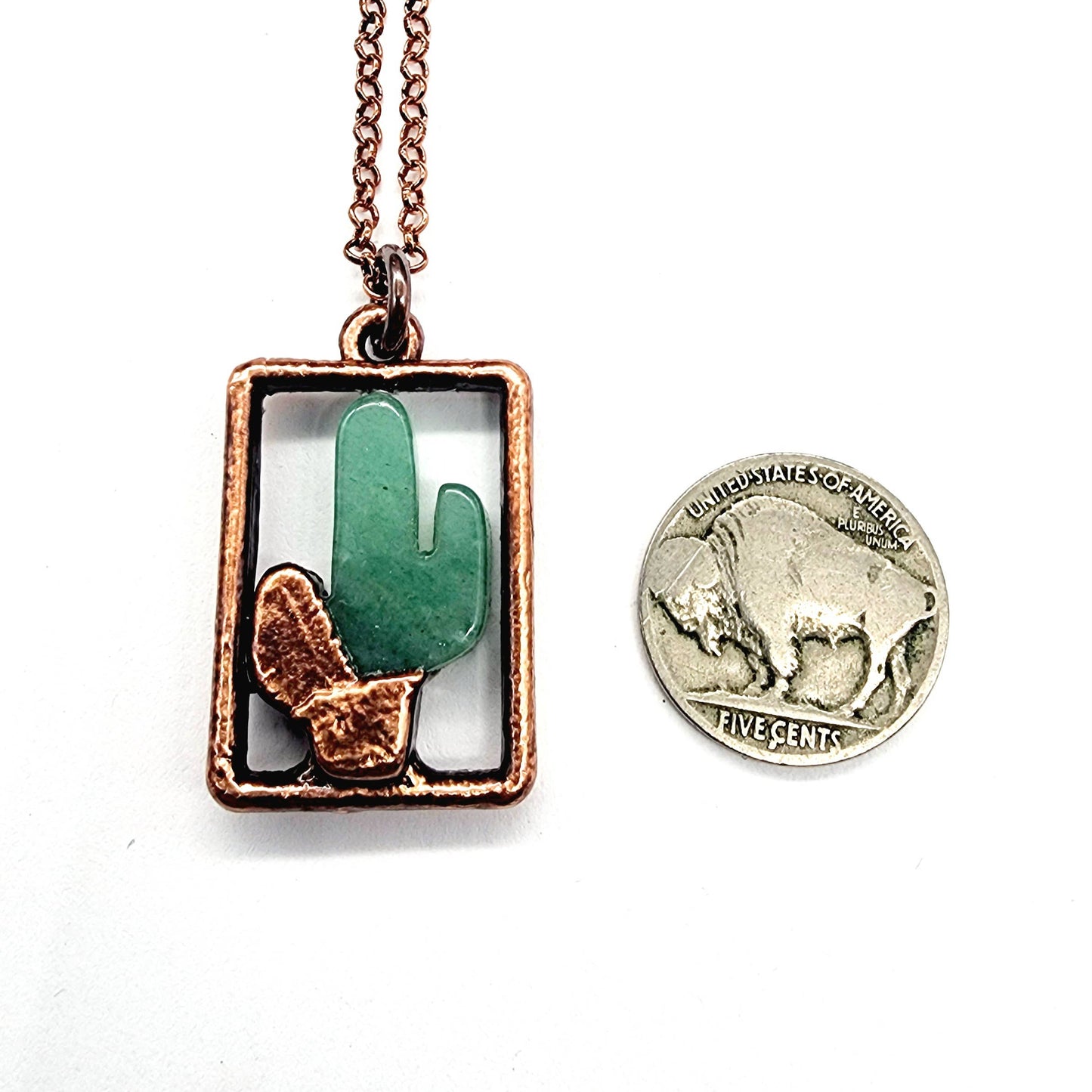 Aventurine Cactus Pendant Necklace