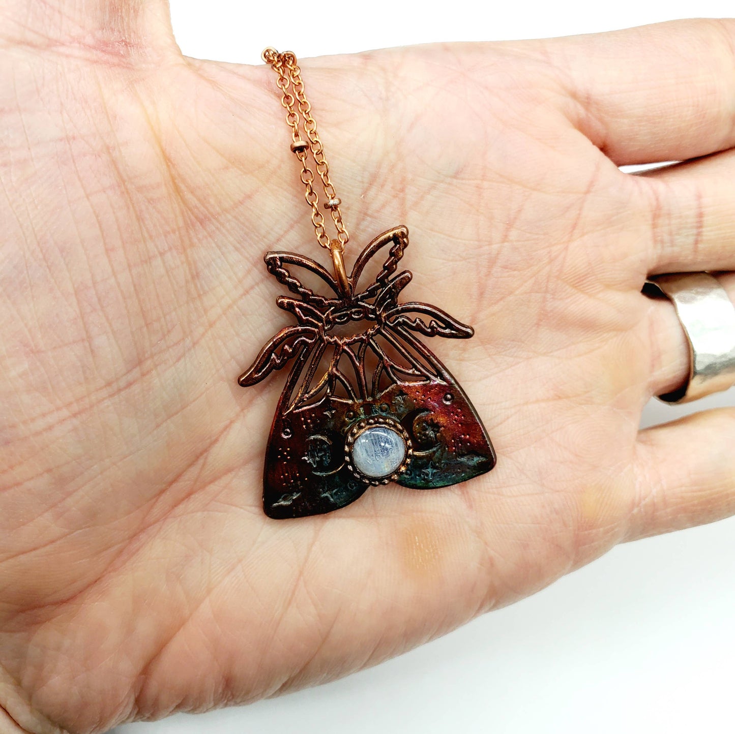 Moonstone Moth Necklace