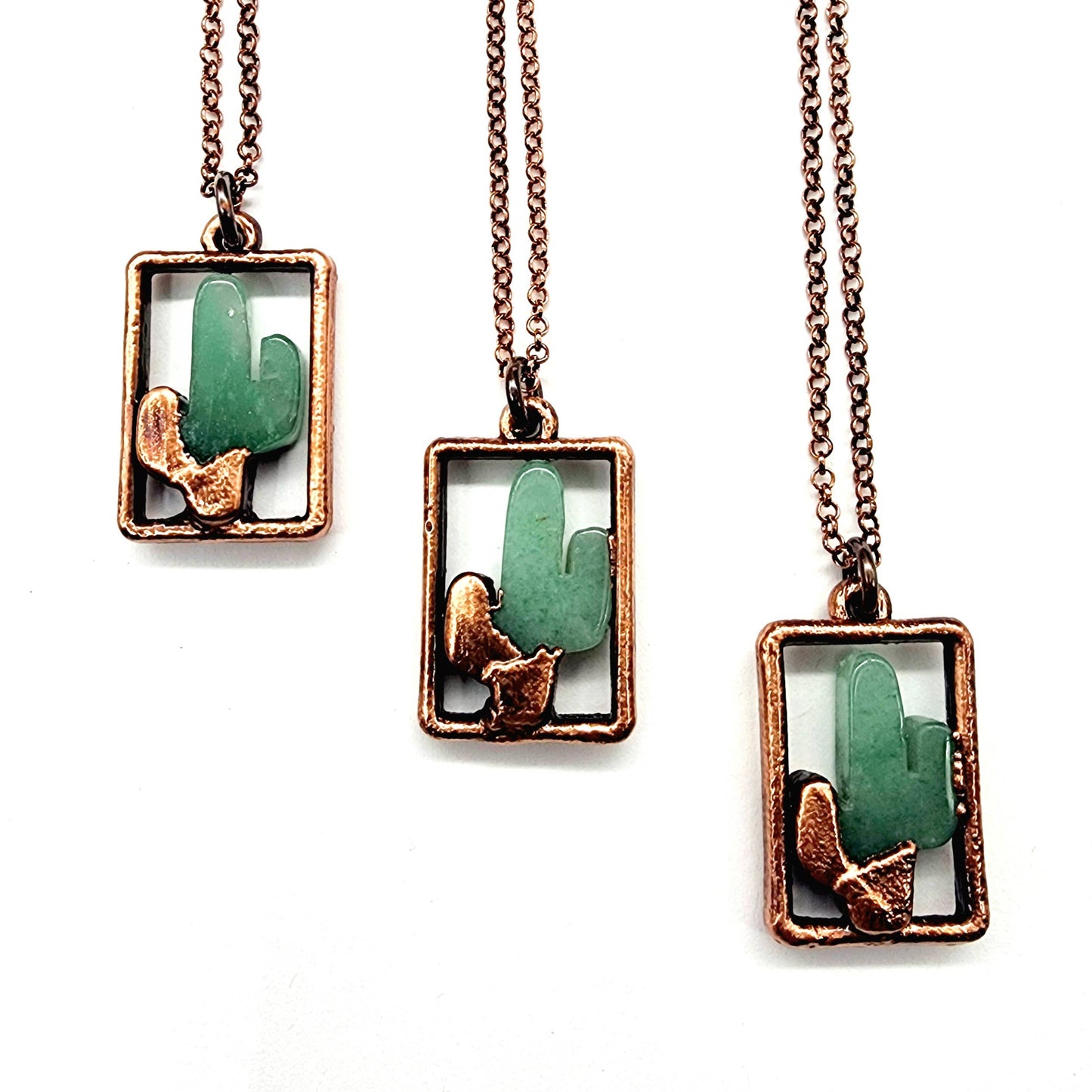 Aventurine Cactus Pendant Necklace