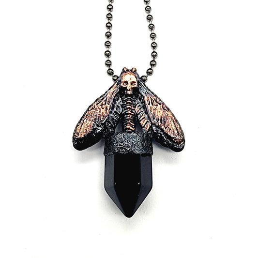 Death Head Moth Necklace-Obsidian