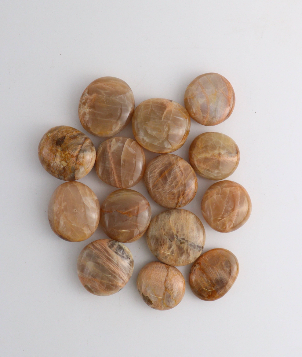 Peach Moonstone Palm Stones