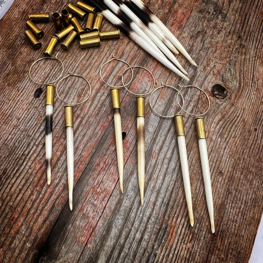 Porcupine Quill & Brass Casing Earrings