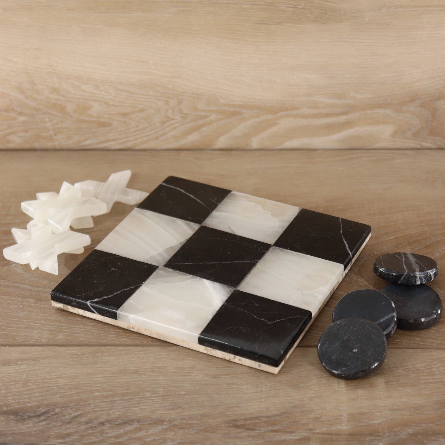 Onyx and Marble Tic Tac Toe Set