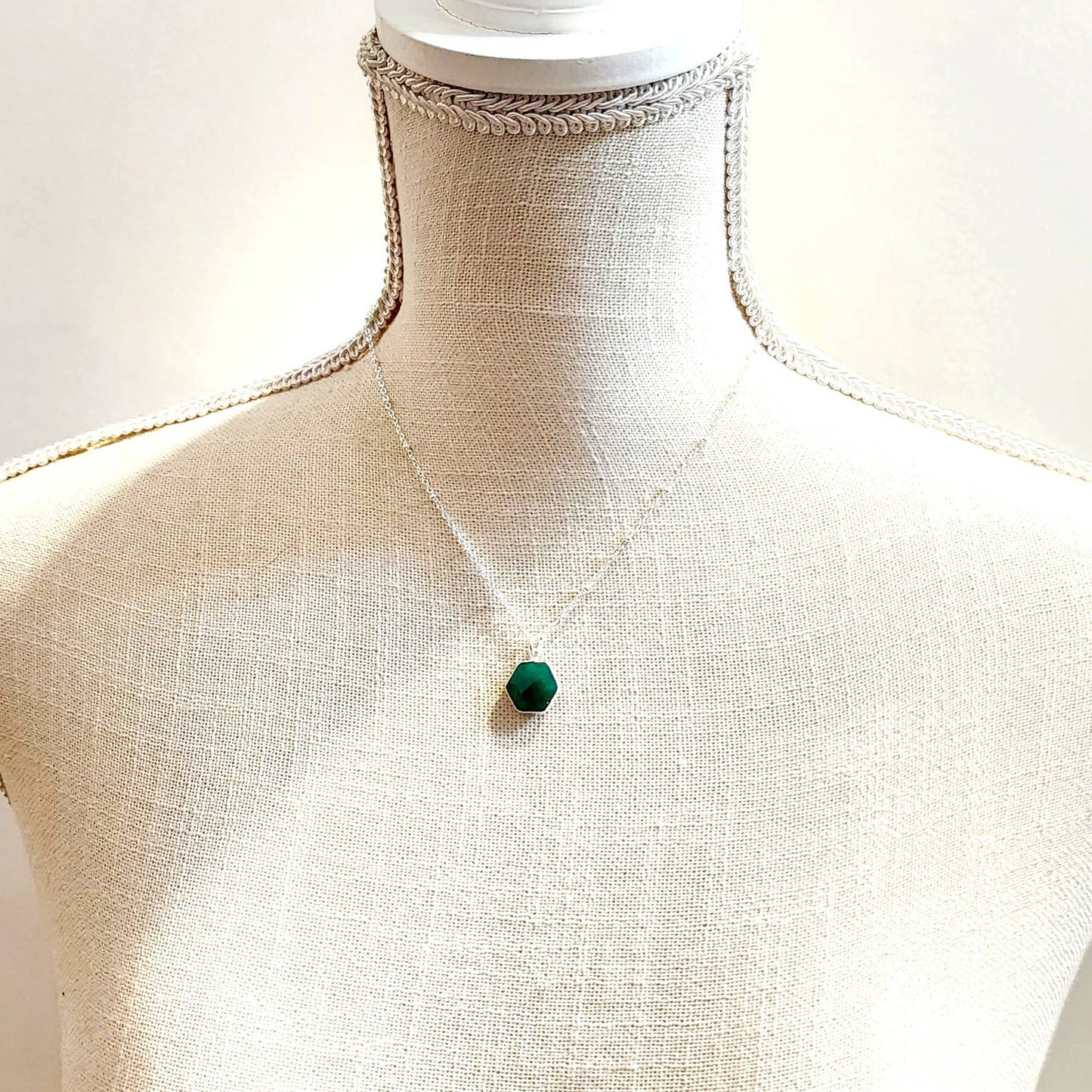 Green Onyx Hexagon Necklace