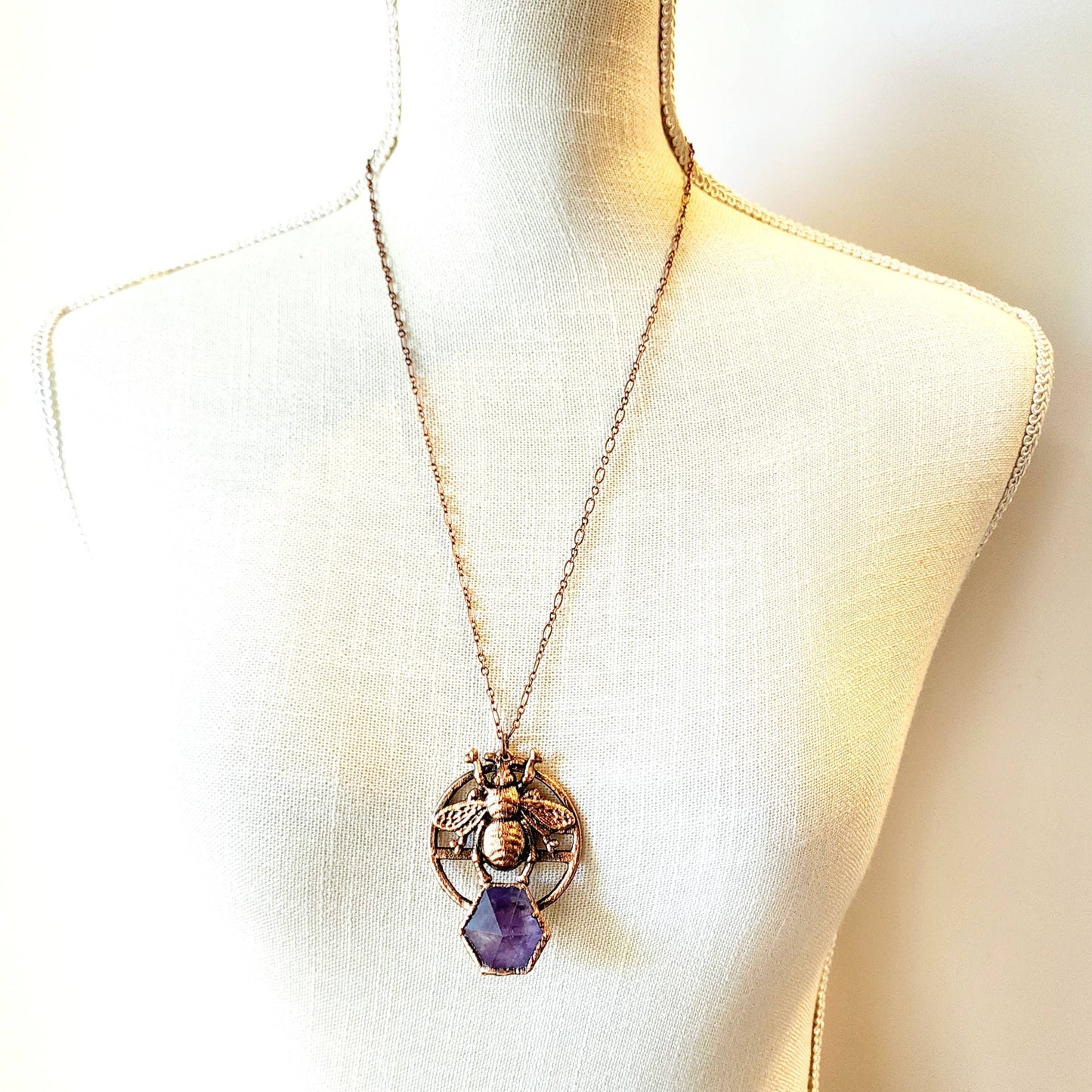 Amethyst Bee Totem Necklace