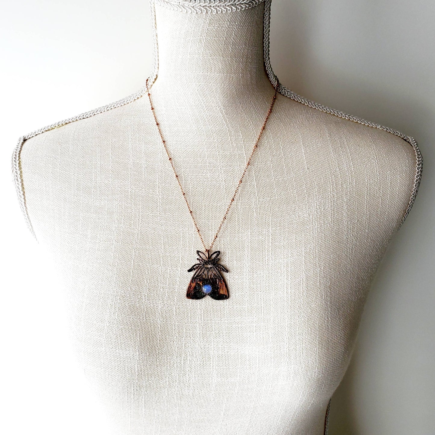 Moonstone Moth Necklace