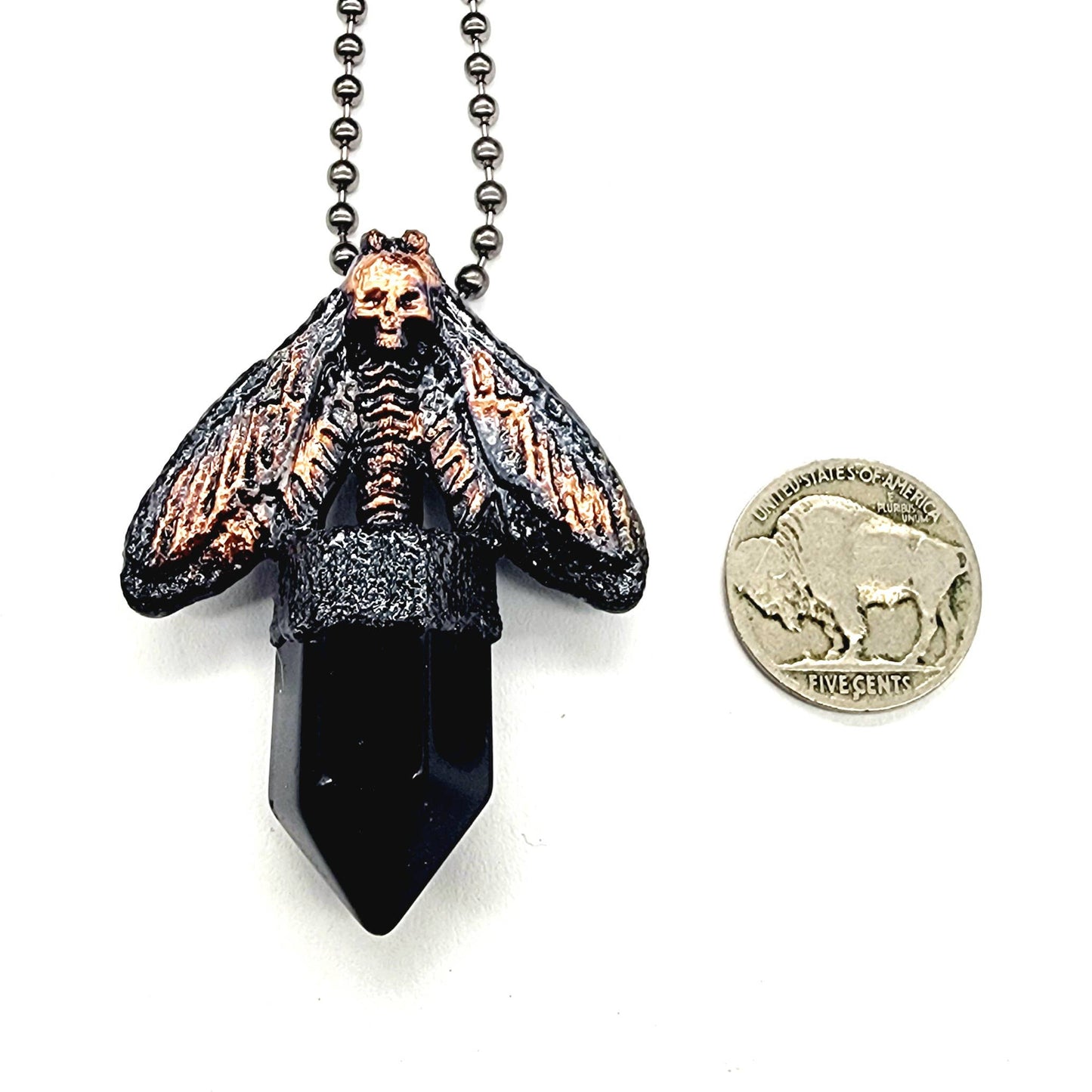 Death Head Moth Necklace-Obsidian