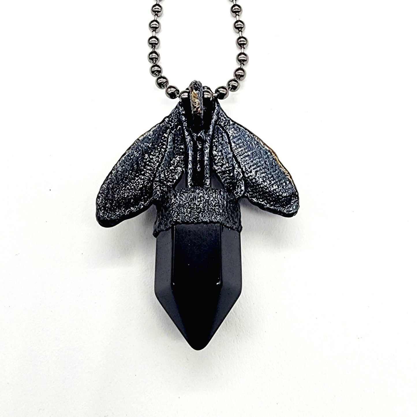 Death Head Moth Necklace-Obsidian