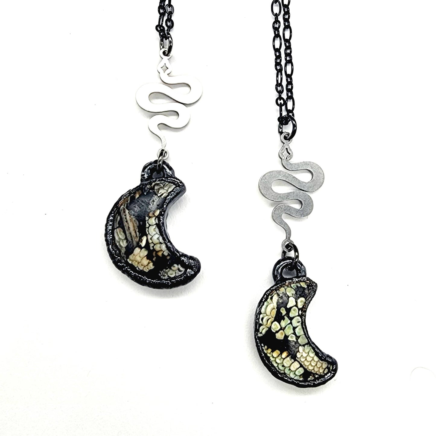 Snakeskin Agate Crescent Moon Necklace