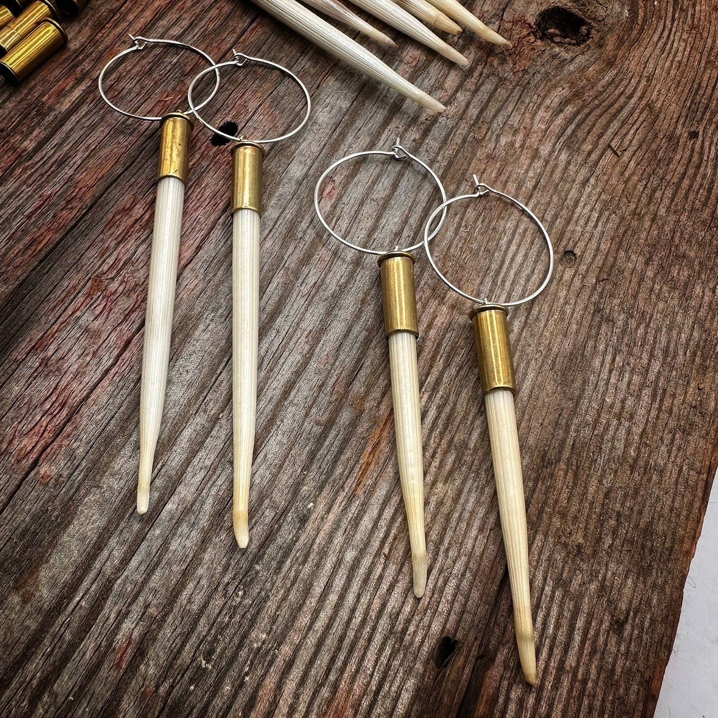 Porcupine Quill & Brass Casing Earrings