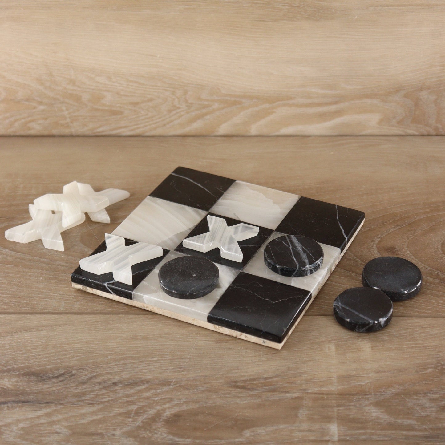 Onyx and Marble Tic Tac Toe Set