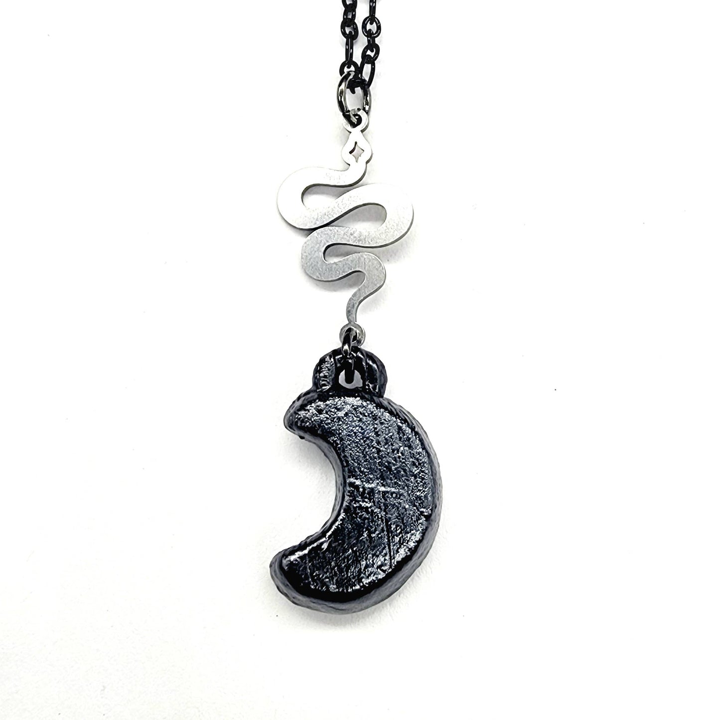 Snakeskin Agate Crescent Moon Necklace