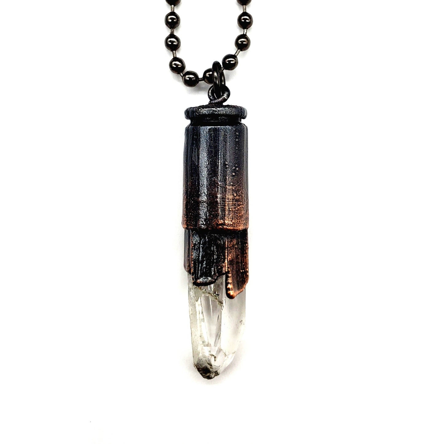 Quartz Point Bullet Casing Necklace