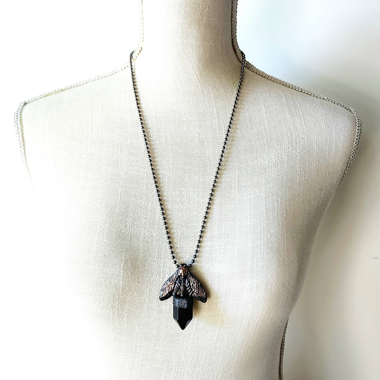 Death Head Moth Necklace-Obsidian