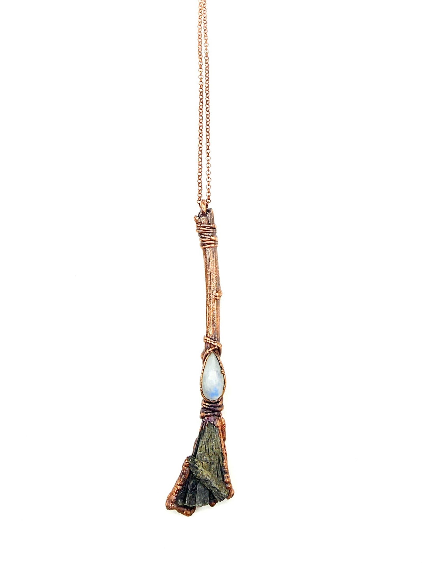 Black Kyanite Broomstick w/ Moonstone