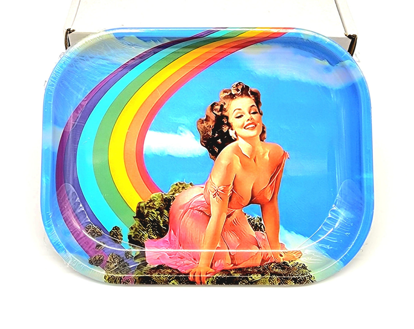 Vintage Lady Rainbow Rolling Tray