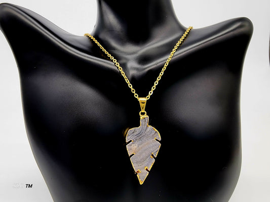 Druzy Agate Leaf Necklace